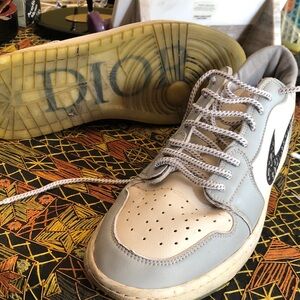 Dior Men's Gray and White Sneakers